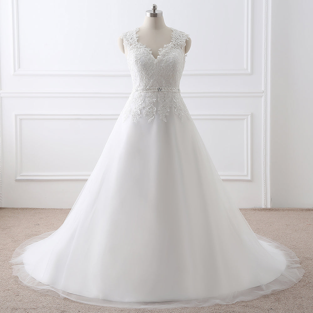 Prinzessin V-Ausschnitt Tüll Neue Ankunft Brautkleid Mit Spitze