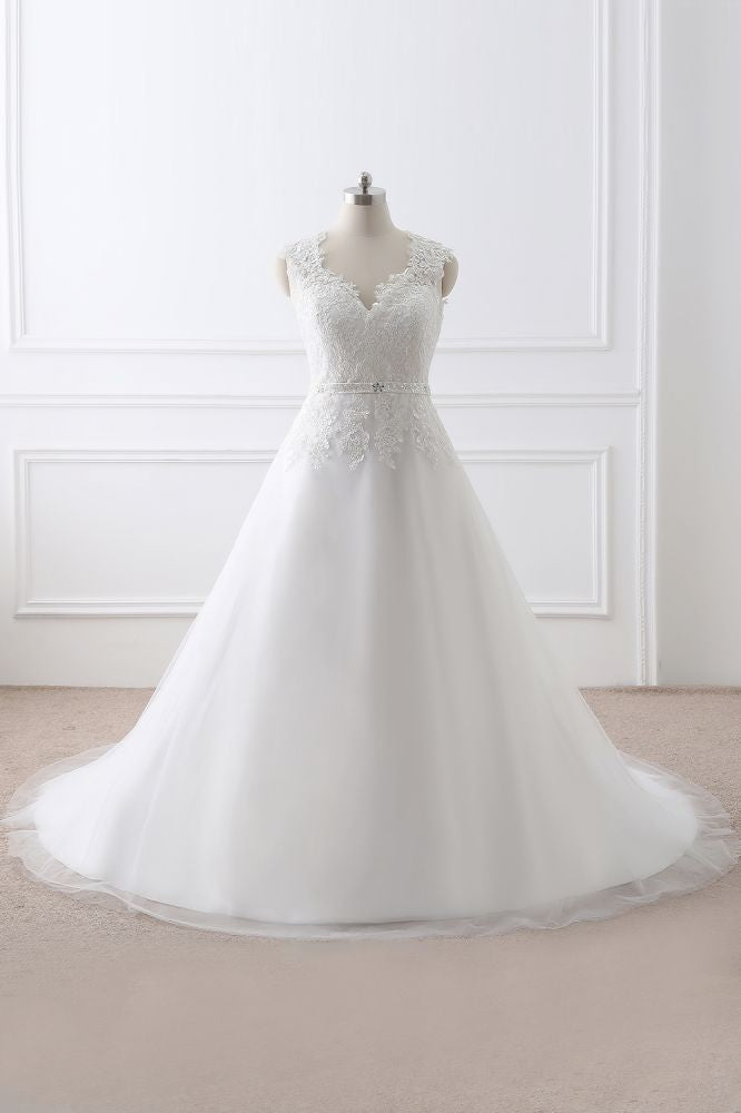 Prinzessin V-Ausschnitt Tüll Neue Ankunft Brautkleid Mit Spitze