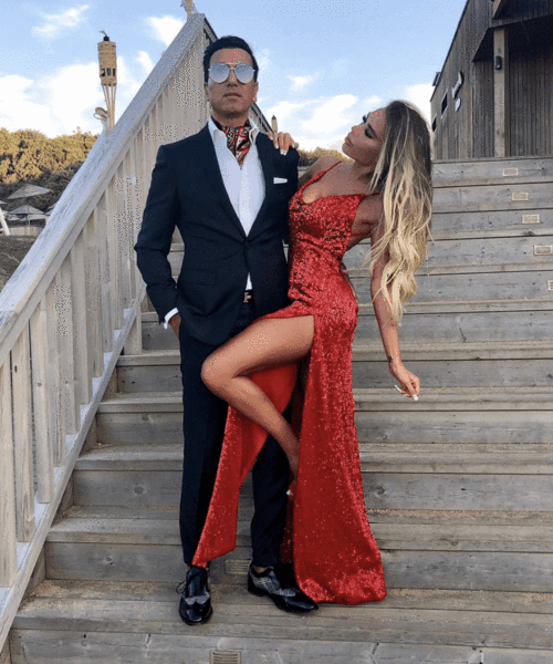 Rotes, langes, rückenfreies Meerjungfrau-Ballkleid mit V-Ausschnitt und Pailletten
