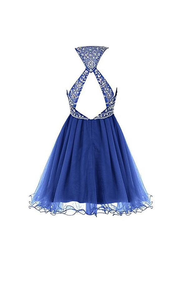 Vestidos de fiesta cortos de tul azul real para el regreso a casa
