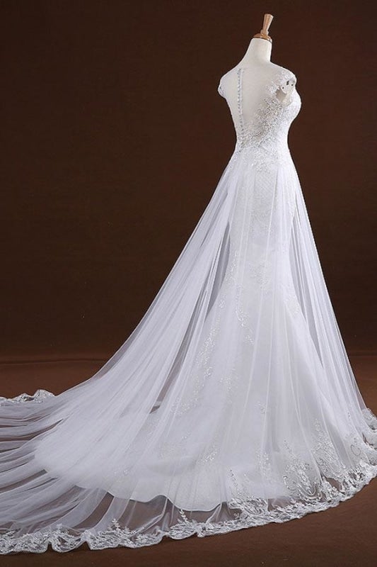 Paillettenapplikationen Tüll Hübsche Meerjungfrau Elegante Brautkleider