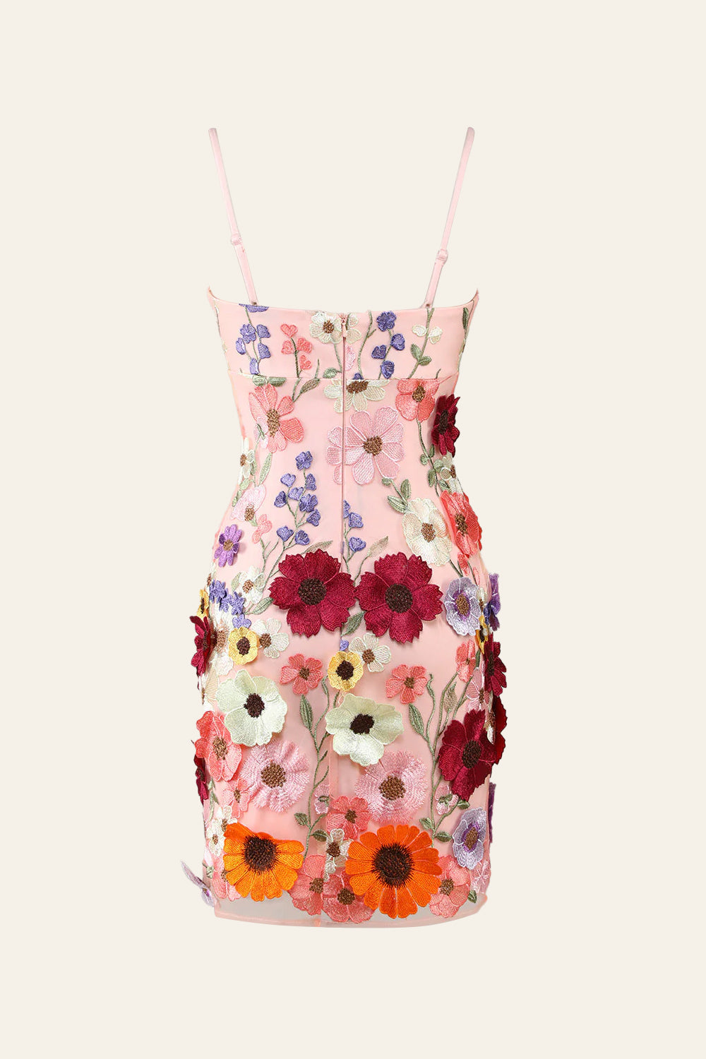 Vestido de fiesta con tirantes finos y flores 3D
