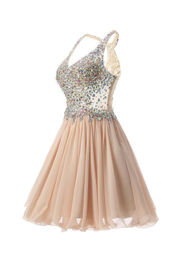 Short/Mini Halter A Line/Princess Homecoming Dresses Beaded