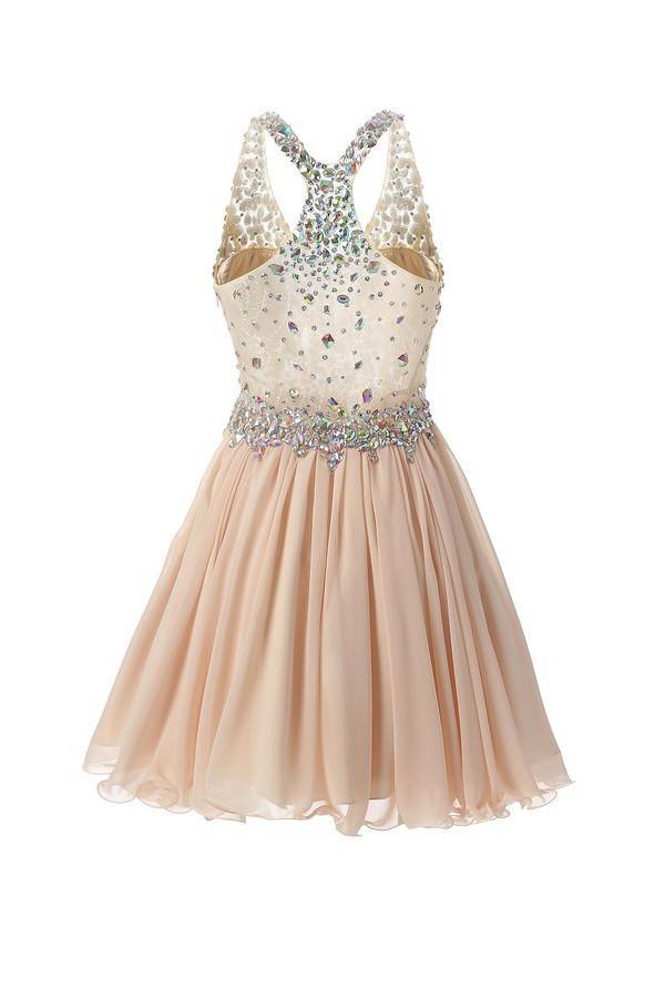Short/Mini Halter A Line/Princess Homecoming Dresses Beaded