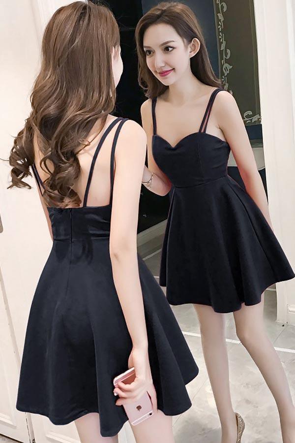 Simple Straps Sweetheart Red Satin Homecoming Dresses Party Dresses
