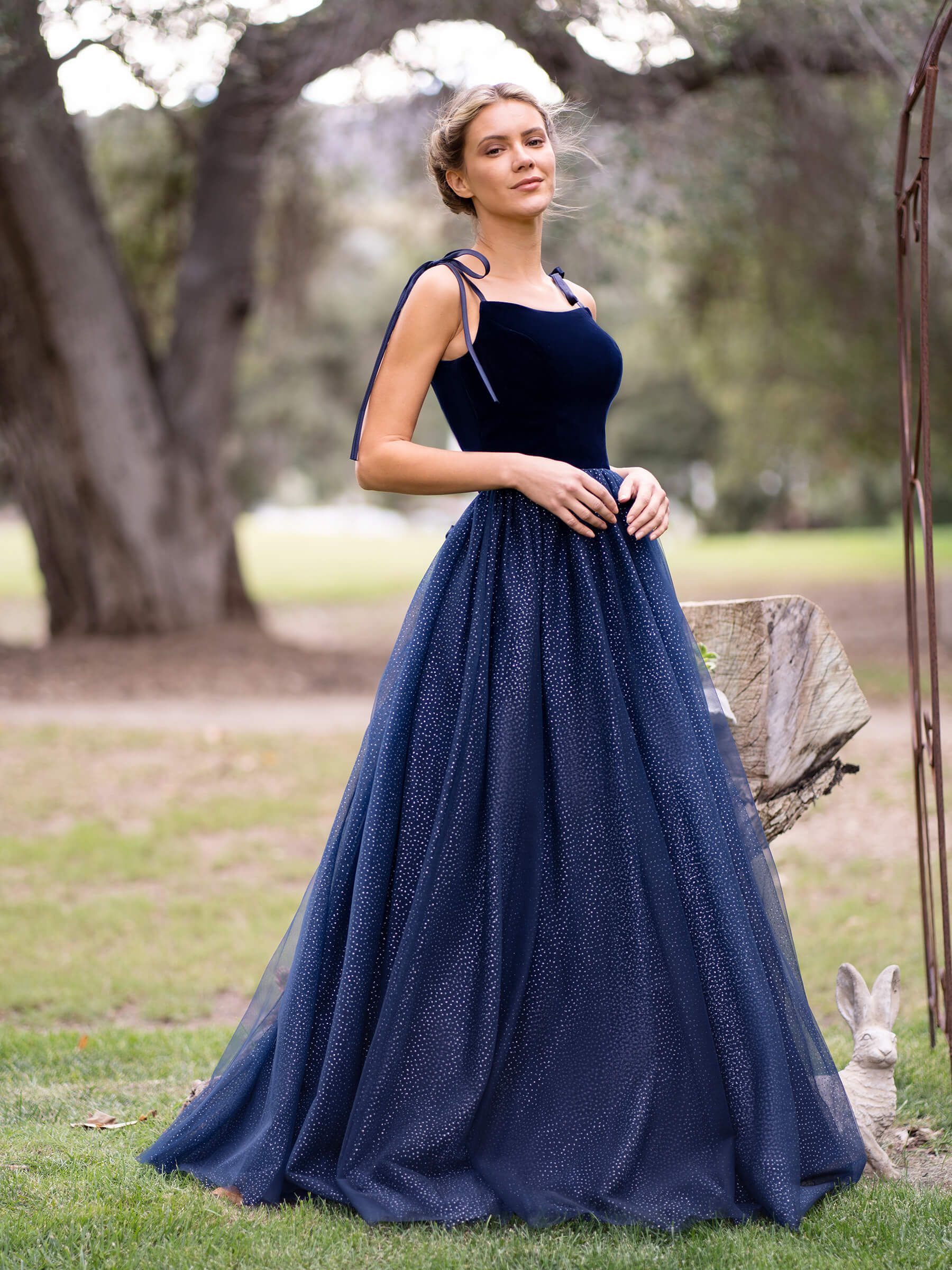 Spagatti Straps Velvet Tulle Floor Length Prom Dress – YOYOCAMP