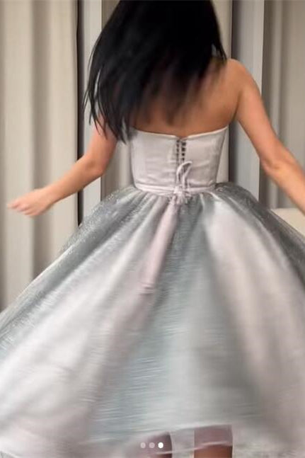 Vestido de fiesta brillante sin mangas con lentejuelas en forma de A