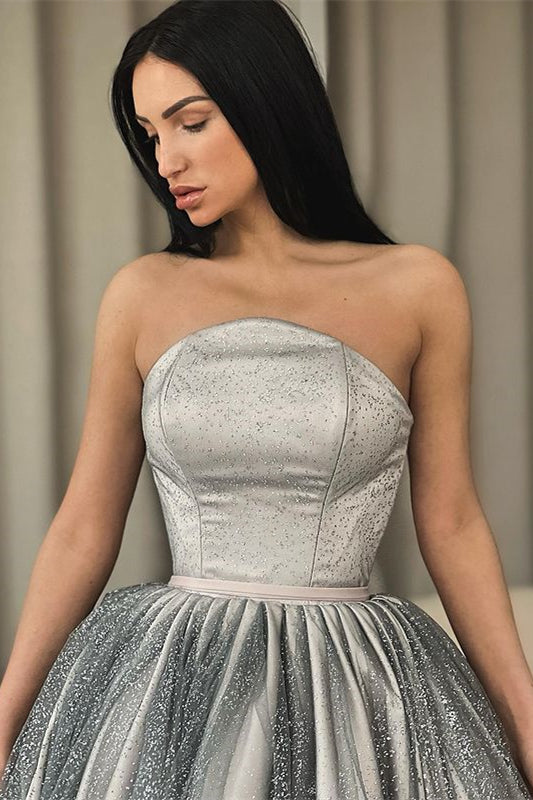 Vestido de fiesta brillante sin mangas con lentejuelas en forma de A
