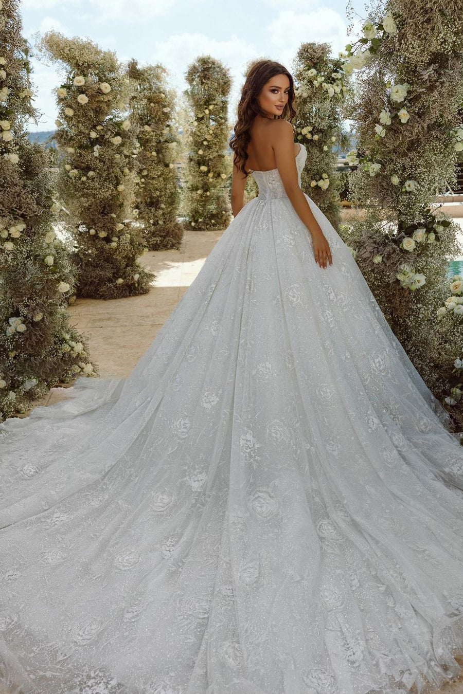 Herzausschnitt A-Linie Brautkleid aus Spitze mit Ärmeln