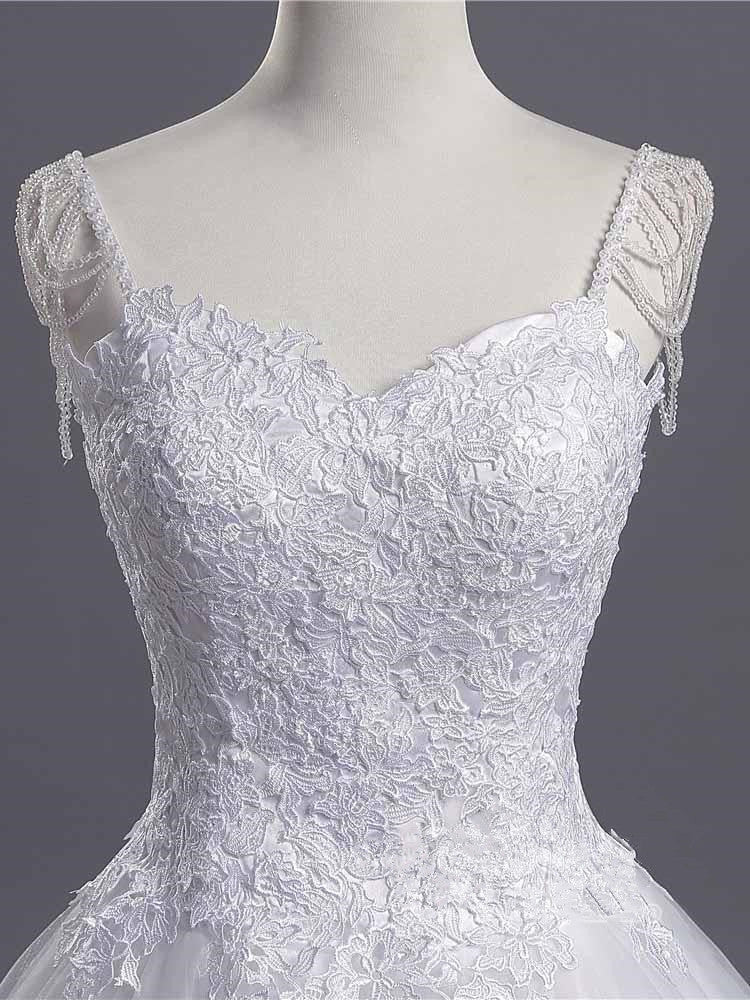 Schatz Perlen Applikationen Brautkleid Neue Ankunft Tüll Plissee Braut trägt