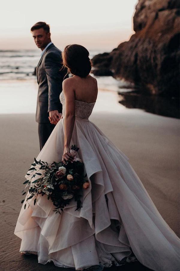 Sweetheart Neck Brautkleider Perlen Mieder Brautkleider