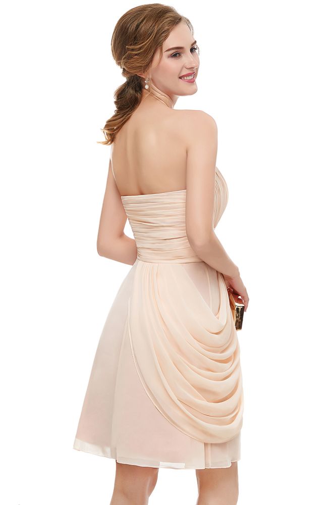 Herzausschnitt Trägerlos Rüschen Chiffon A-Linie Kurzes Homecoming-Kleid