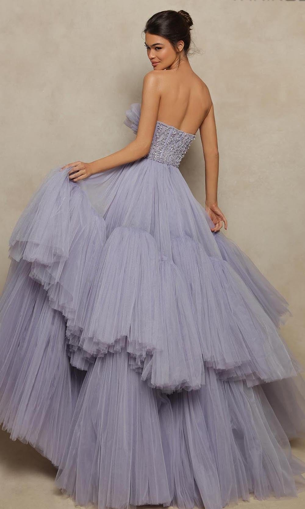 Vestido de fiesta de talla grande con cuentas y tul sin tirantes