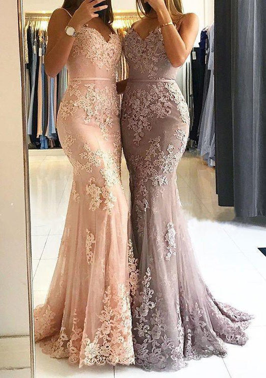 Vestido de fiesta de tul con escote corazón, sin mangas, largo hasta el suelo, con apliques y corte sirena