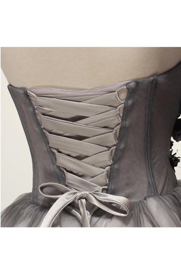 Tüll Grau Kurzes Ballkleid Homecoming Kleid Cocktailkleid