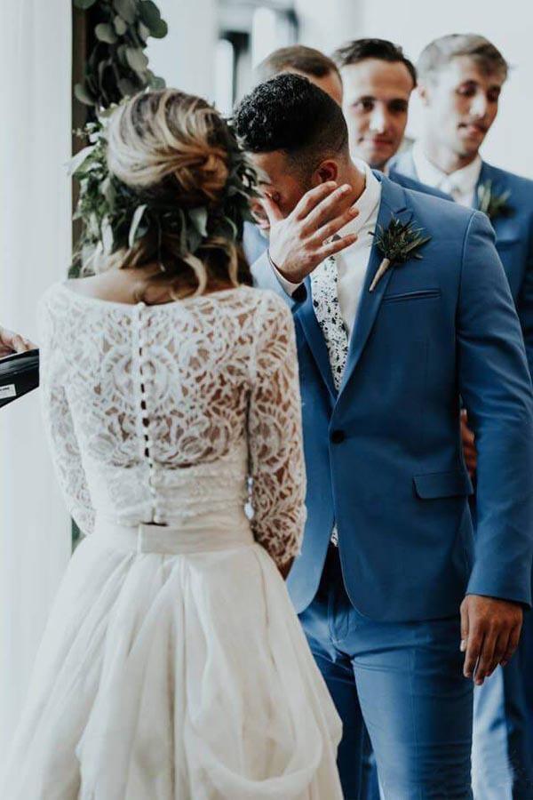 Zweiteiliges 3/4-Ärmel Chiffon Brautkleider Brautkleid