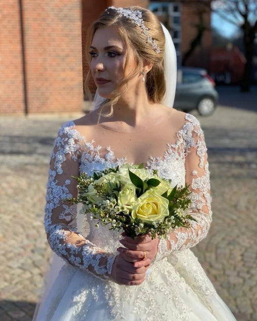 Vintage A-Linie Spitze Brautkleider mit Ärmeln