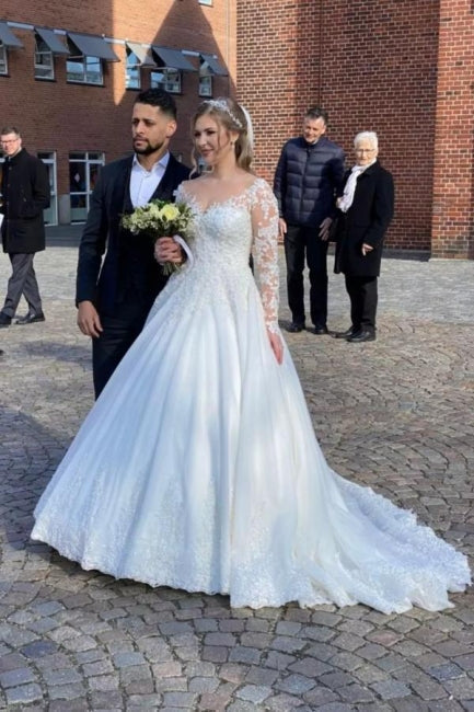 Vintage A-Linie Spitze Brautkleider mit Ärmeln