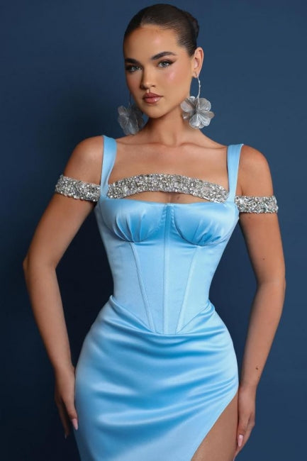 Vestidos de fiesta vintage de satén con escote cuadrado, sin mangas y abertura frontal