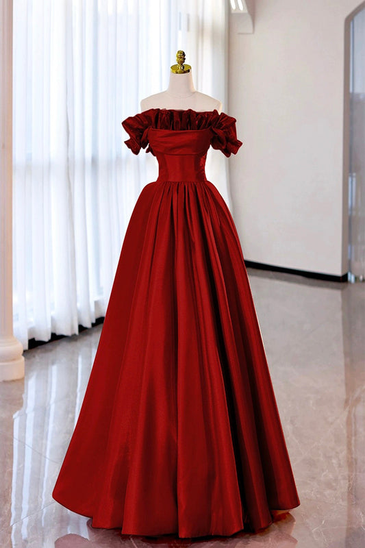 Vestido de fiesta largo de satén sin tirantes, vestido de fiesta de noche de corte A