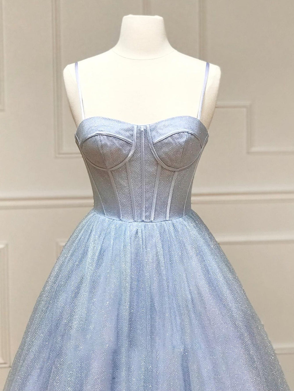 A Line Glitter Tulle Prom Dress with Pockets