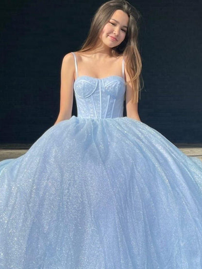 A-Linien-Ballkleid aus Glitzertüll mit Taschen