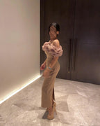 Rosa Schulterfreies Etuikleid Ballkleid Abendkleid Y7639