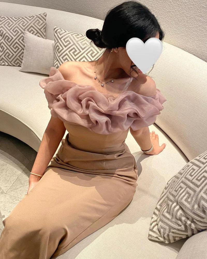 Rosa Schulterfreies Etuikleid Ballkleid Abendkleid Y7639