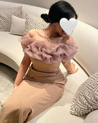 Rosa Schulterfreies Etuikleid Ballkleid Abendkleid Y7639