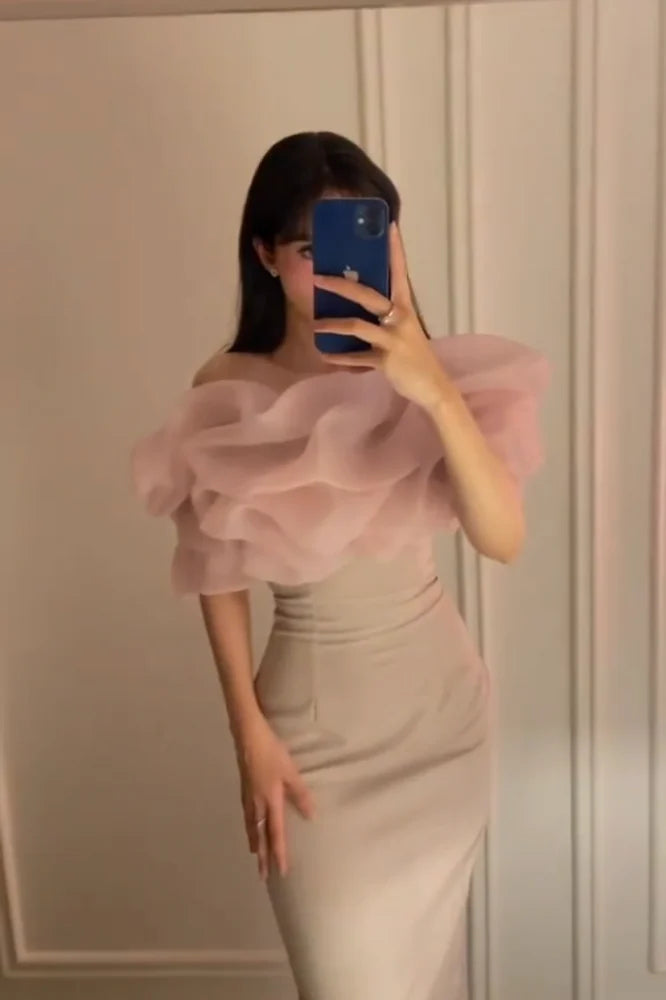Rosa Schulterfreies Etuikleid Ballkleid Abendkleid Y7639