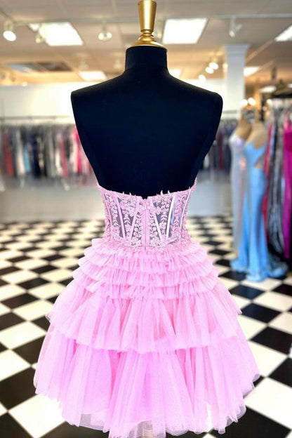 Vestido de fiesta de corte en A con escote en forma de corazón y volantes Ivy