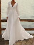 Abiti da sposa a linea ad A, camicia senza maniche, lunghezza tè, abiti nuziali in chiffon con pieghe, abiti semplici