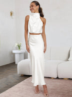 Sommer Frauen Kleidung Sexy Schal Top Drapieren Rock Casual Set Frauen Abendkleid 