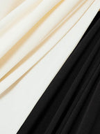 Lange Ärmel Lose Kontrastfarbe V-Ausschnitt Abendkleider Maxikleider 