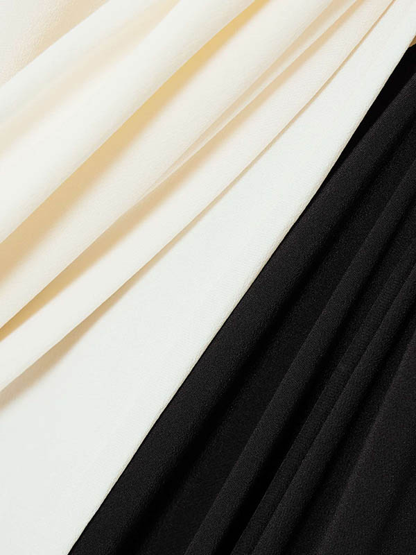 Lange Ärmel Lose Kontrastfarbe V-Ausschnitt Abendkleider Maxikleider 