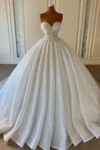 Bmbridal Sweetheart Ball Gown Wedding Dress With Lace Pearls