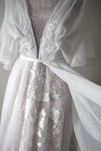 Boho V Neck Chiffon A Line Lace Wedding Dress Belt