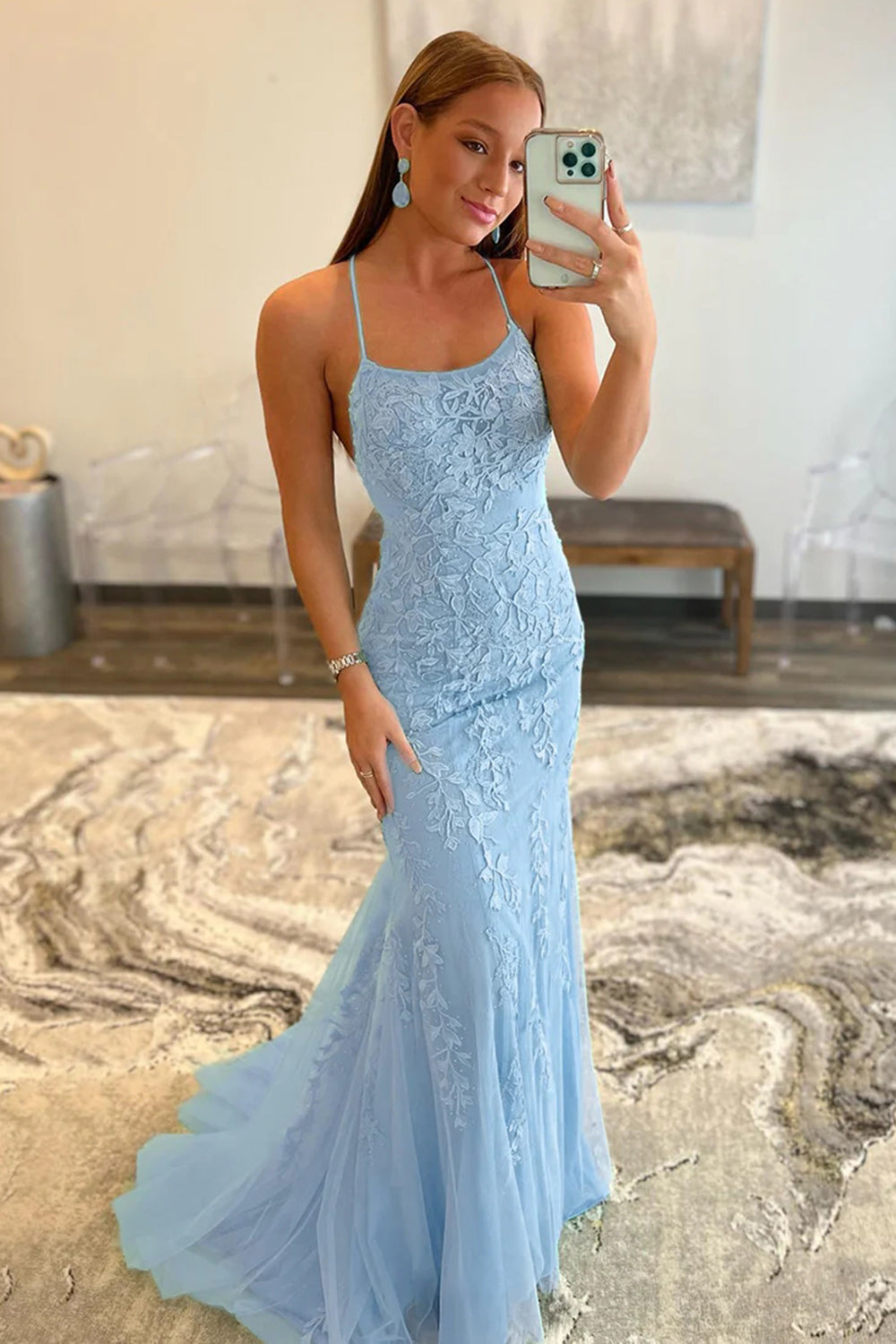 Roycebridal Lucille | Vestido de fiesta de encaje con tirantes finos y corte sirena