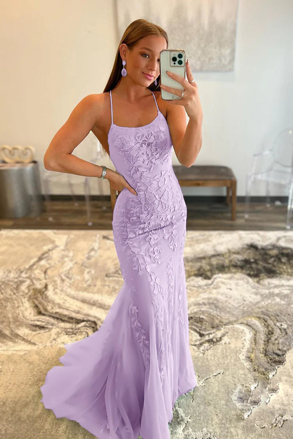 Roycebridal Lucille | Vestido de fiesta de encaje con tirantes finos y corte sirena