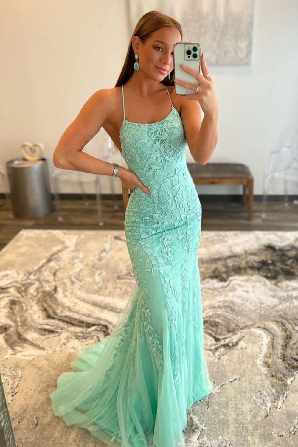 Roycebridal Lucille | Vestido de fiesta de encaje con tirantes finos y corte sirena