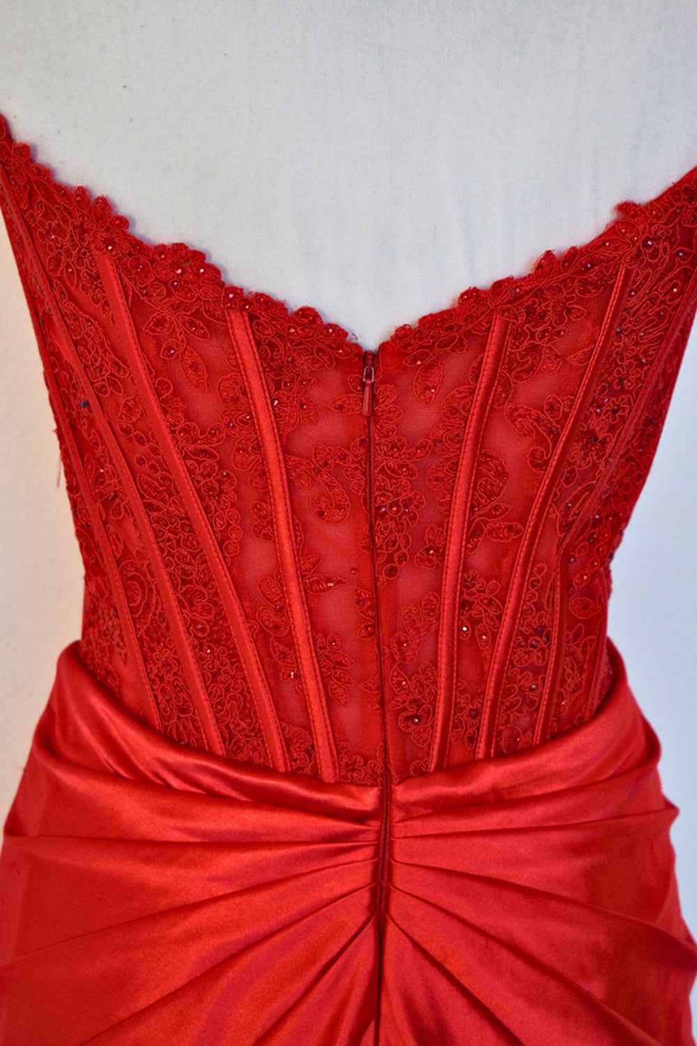 Fuchsia Strapless Corset Satin Mermaid Prom Dress