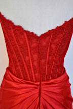 Fuchsia Strapless Corset Satin Mermaid Prom Dress