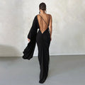 Sommer Damen Kleidung One-Shoulder-Ärmel Sexy Low Cut Backless Abendkleid 