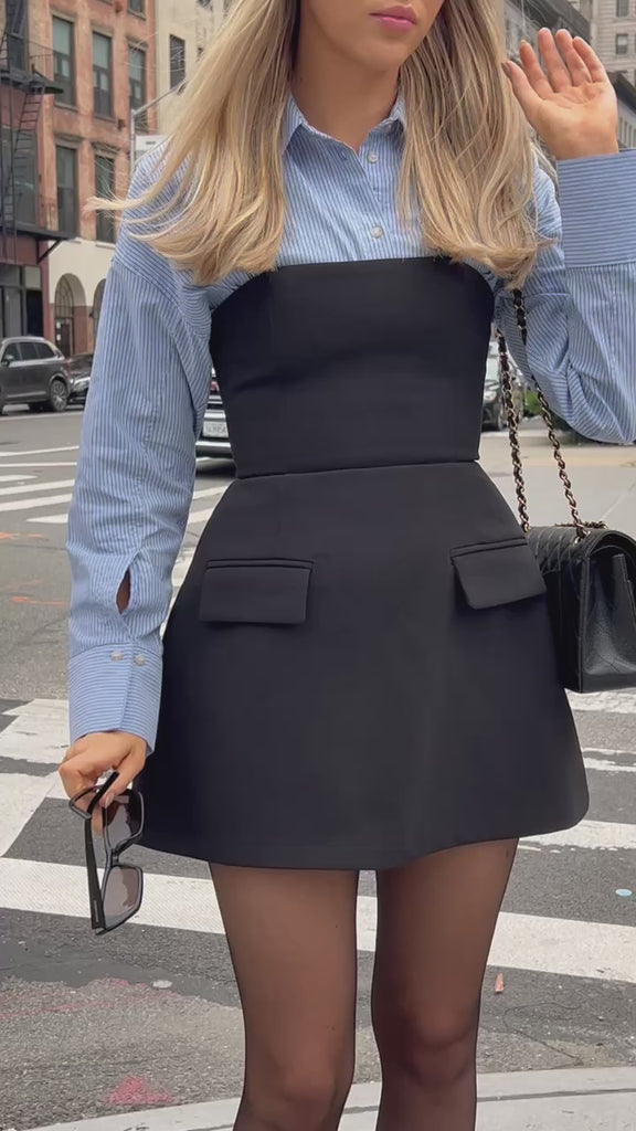 Vestido sin tirantes con escote 