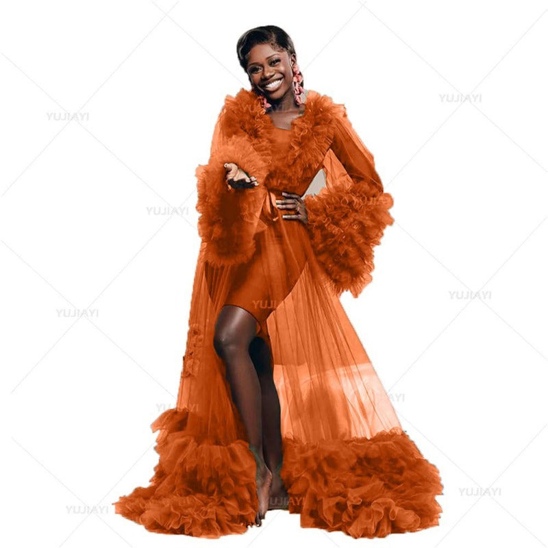 Bridal ball dress shooting fluffy tulle robe pregnant woman wedding party dress