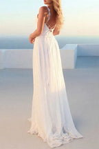 Beach Lace Bohemian Wedding Dress With V Neckline Details