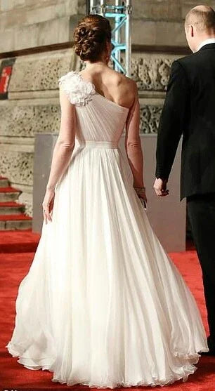 Vestido de fiesta formal elegante blanco de tul con un solo hombro Y8198