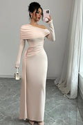 Off The Shoulder Mermaid Prom Dress With Long Sleeves And Ruffles