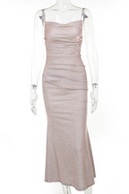 Abiti da sera in tinta unita con scollo alla schiena e paillettes per il ballo di fine anno, sensuali