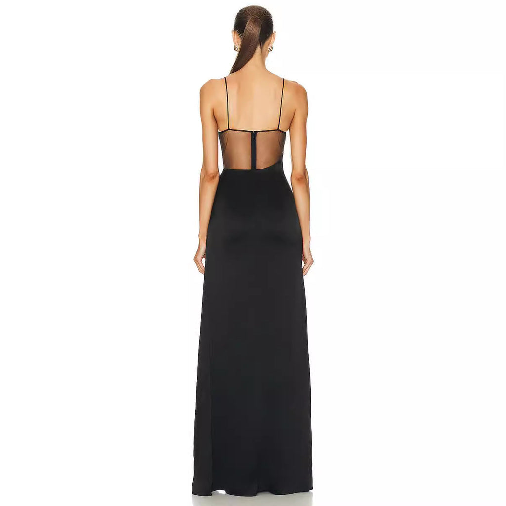 Elegante vestido de fiesta con hombros descubiertos y diamantes de imitación 